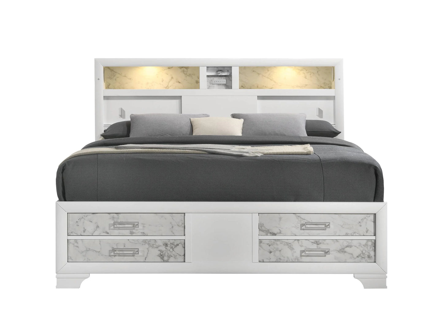 Soul Full 4PC Set including Manufactured Wood & Marble Accents in White