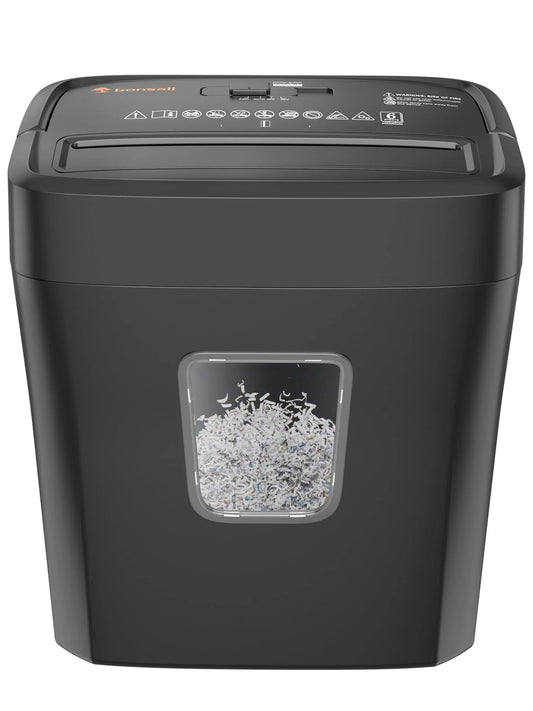 Bonsaii 6-Sheet Micro-Cut Paper Shredder for Home Office Use with Portable Handle
