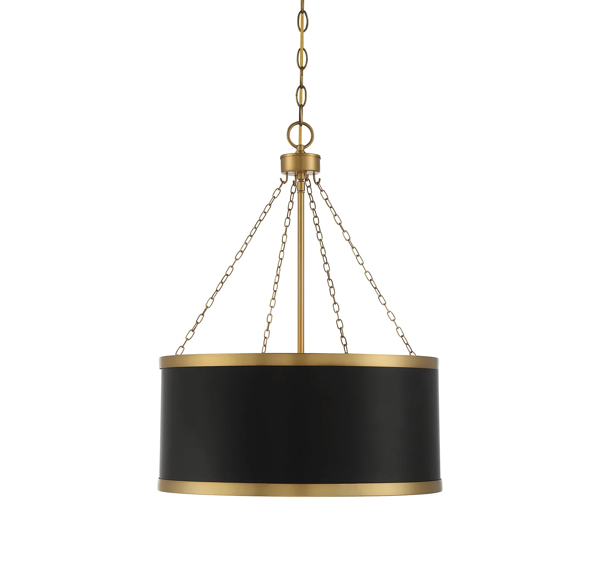 Black with Warm Brass Accents Six Light Pendant from the Delphi Collection
