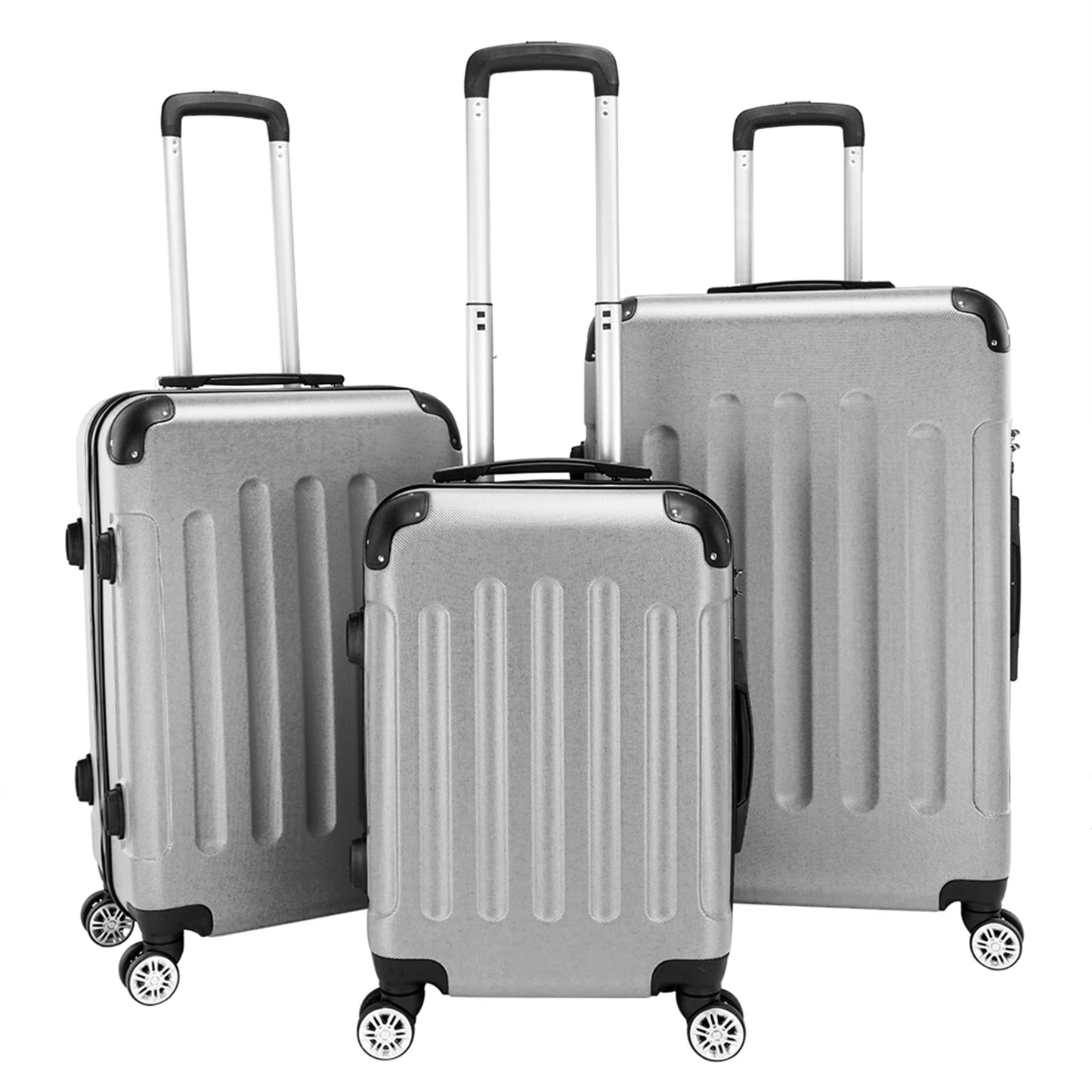 Topcobe 3Pcs Traveling Luggage, Gray 20""" Portable ABS Large Capacity Luggage Bags for Travel Rolling Traveling Storage Suitcase Luggage Set Travel Luggage with Wheels