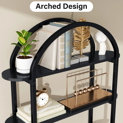 Modfurne Tall Bookshelf Arched Bookcase, Modern 5-Tier Book Shelves with Storage Organizer Living Room, Library, Home Office, Black