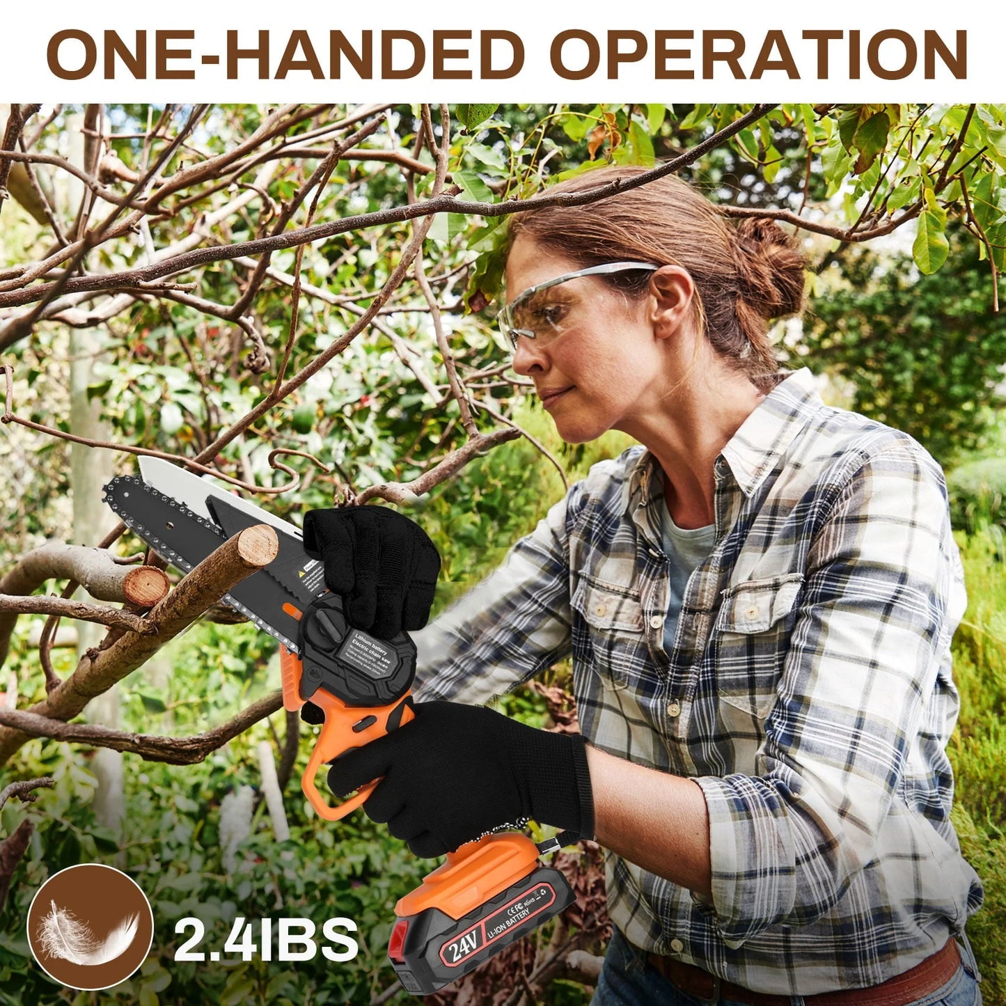Monkemon 6" Mini Chainsaw, Battery Powered Chain Saws 6-inch, Rechargeable, Electric Mini Chainsaw with 2 Batteries 2 Chains for Pruning Trees Wood Cutting Logging
