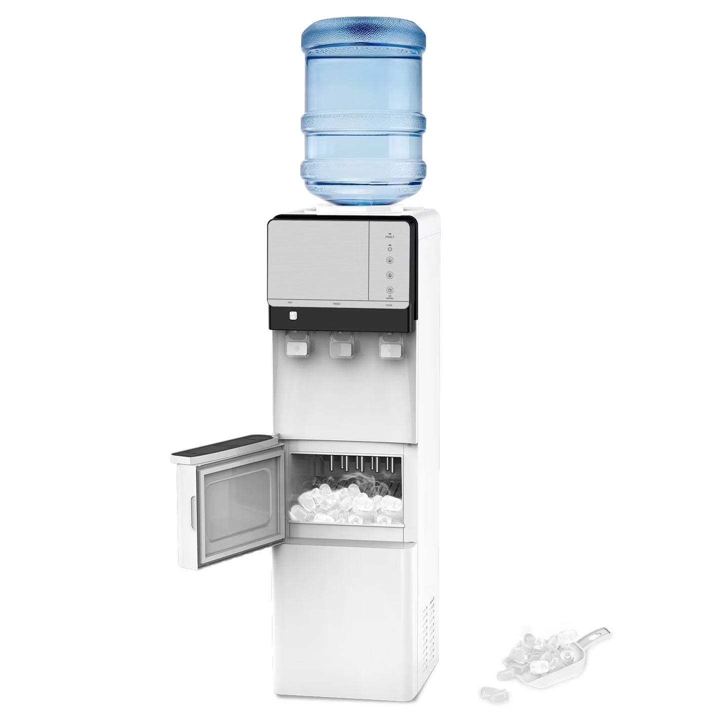 SOOPYK Hot and Cold Water Cooler Dispenser with Ice Maker for 5 Gallon Bottle 27 lbs in 24 hrs Perfect for Home Office white