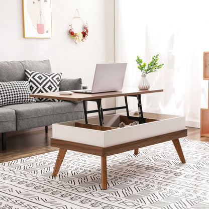 Bidiso Lift Top Coffee Table, Easy-to-Assembly Center Table with Hidden Storage Compartment, Modern Lift Tabletop Dining Table for Living Room Reception/Home Office, Grey Walnut