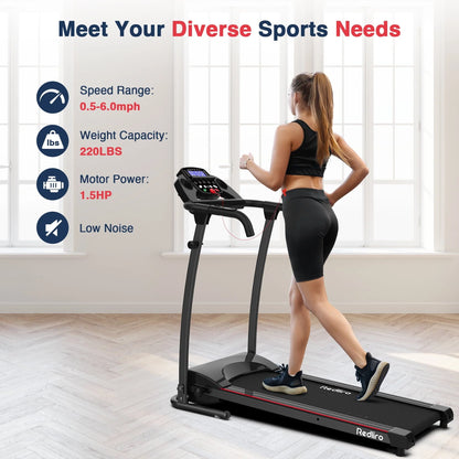 Redliro Portable Folding Treadmill Incline Manual 220LBS Electric Walking Running Machine Home Office