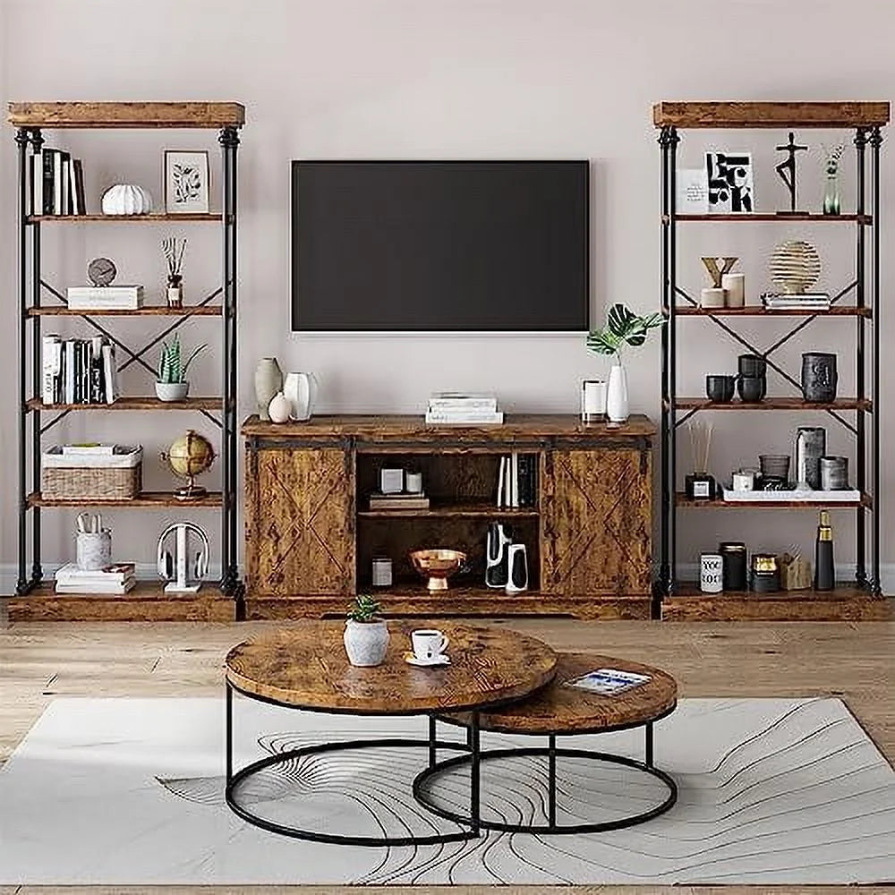 Maritcute 6 Tier Bookshelf Industrial Bookcase Wood Storage Open Rack Shelf Metal Frame Rustic Tall Standing Bookshelves Large Vintage Display Rack for Bedroom,Living Room and Home Office