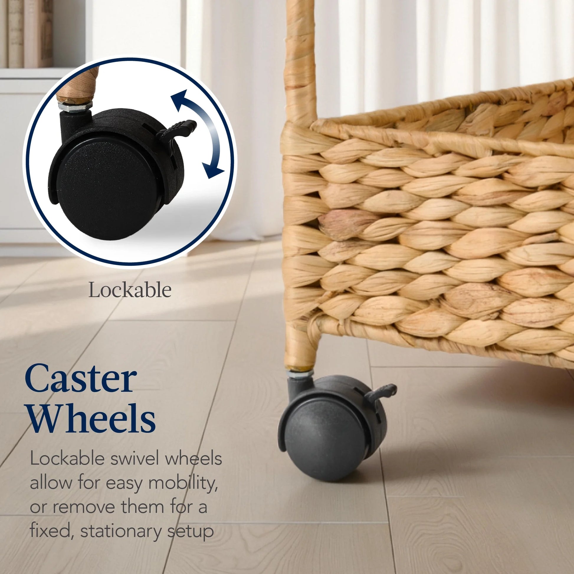 Best Choice Products 3-Tier Water Hyacinth Rolling Nursery Caddy w/Wheels, Utility Cart, Storage Organization - Natural