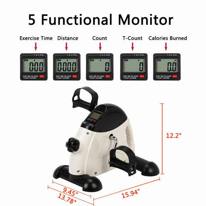 Zimtown Under Desk Bike Pedal Exerciser, Portable Mini Cycle Exercise Bike, for Leg/Arm Fitness Workout, Home Office Use, White