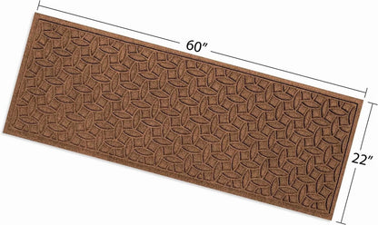 Bungalow Flooring Waterhog Runner Door Mat, 2' x 5' Made in USA, Durable and Decorative Floor Covering, Skid Resistant, Indoor/Outdoor, Water-Trapping, Ellipse Collection, Dark Brown
