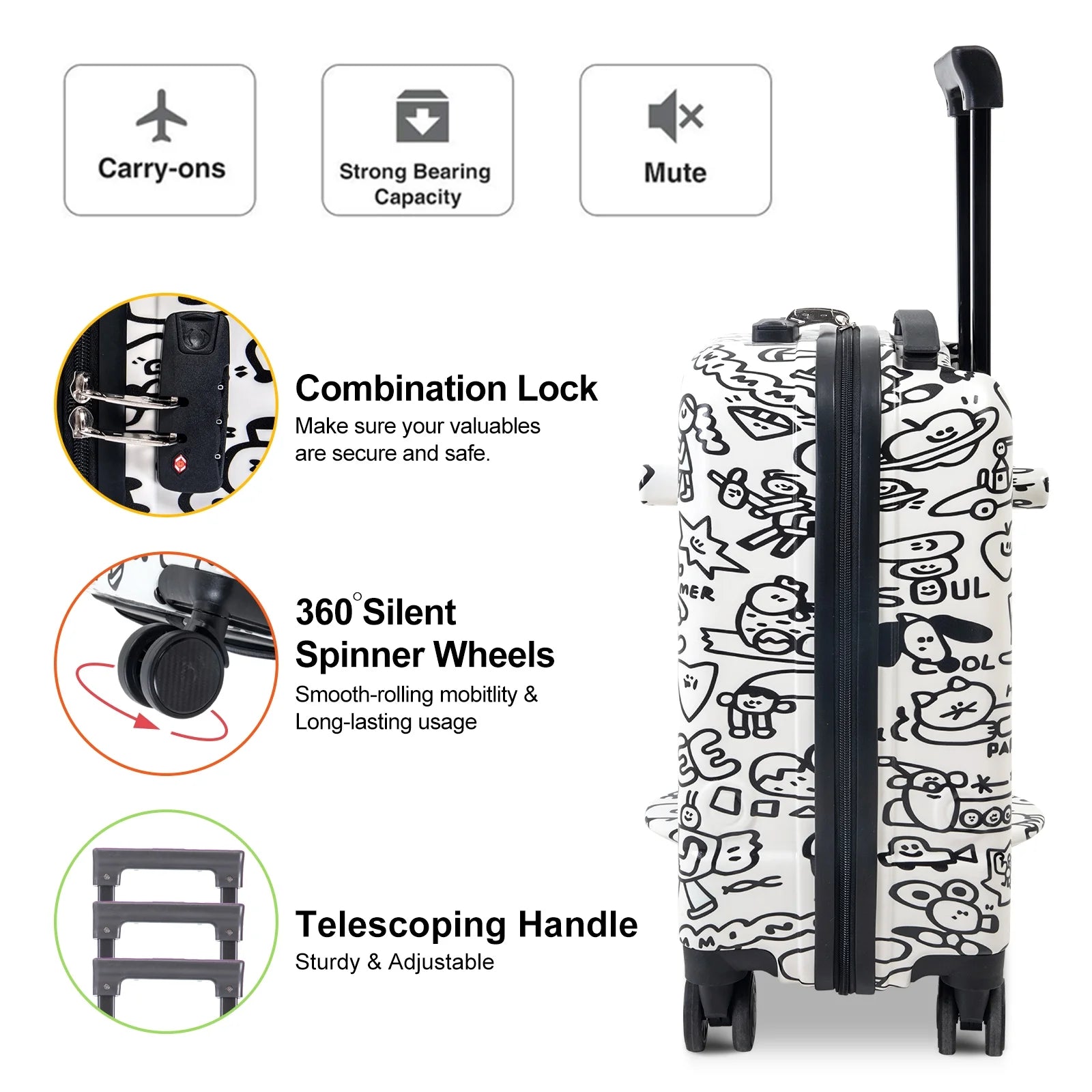 Fridtrip 22 inch Children's Ride On Luggage with Safety Belt DIY Paint ColorWaterproof Luggage Spinner wheels with Luggage Cover