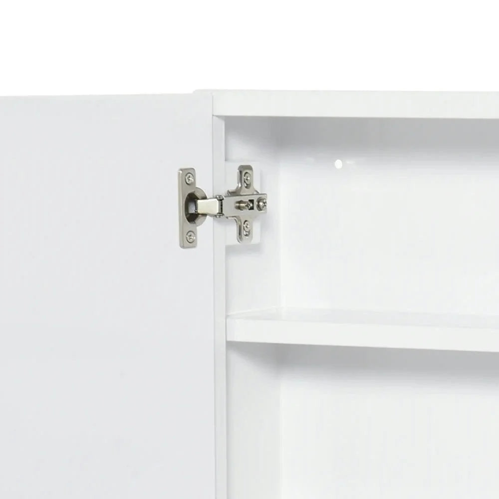 Topcobe Bathroom Mirrored Cabinet, 24"x22" Steel Frame Medicine Cabinet, Wall-Mounted Storage Organizer with Double Doors, Modern Furniture for Bathroom, White