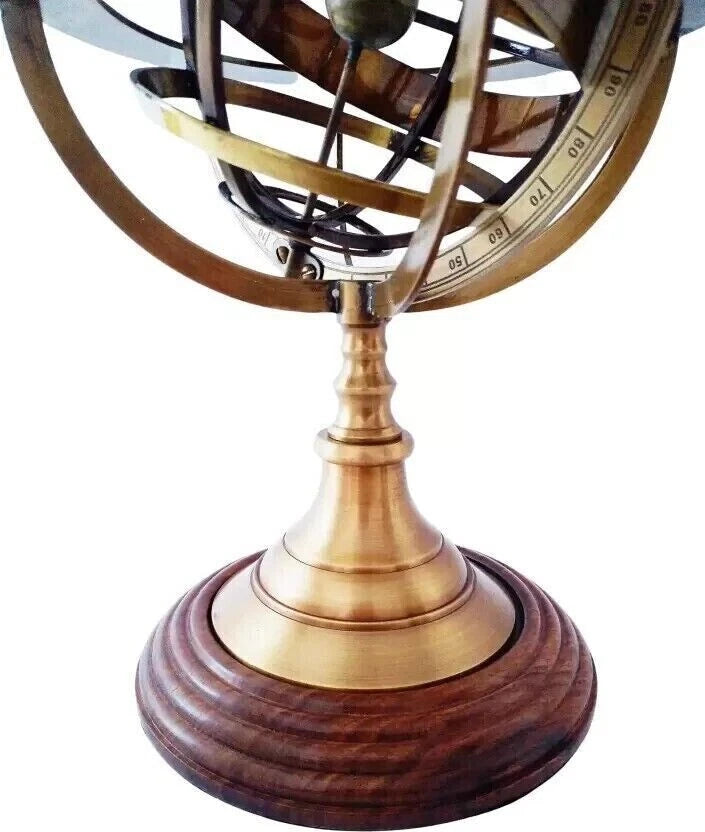 12" Nautical Armillary Sphere World Globe Handmade Brass Antique Style | Classic Vintage Decor