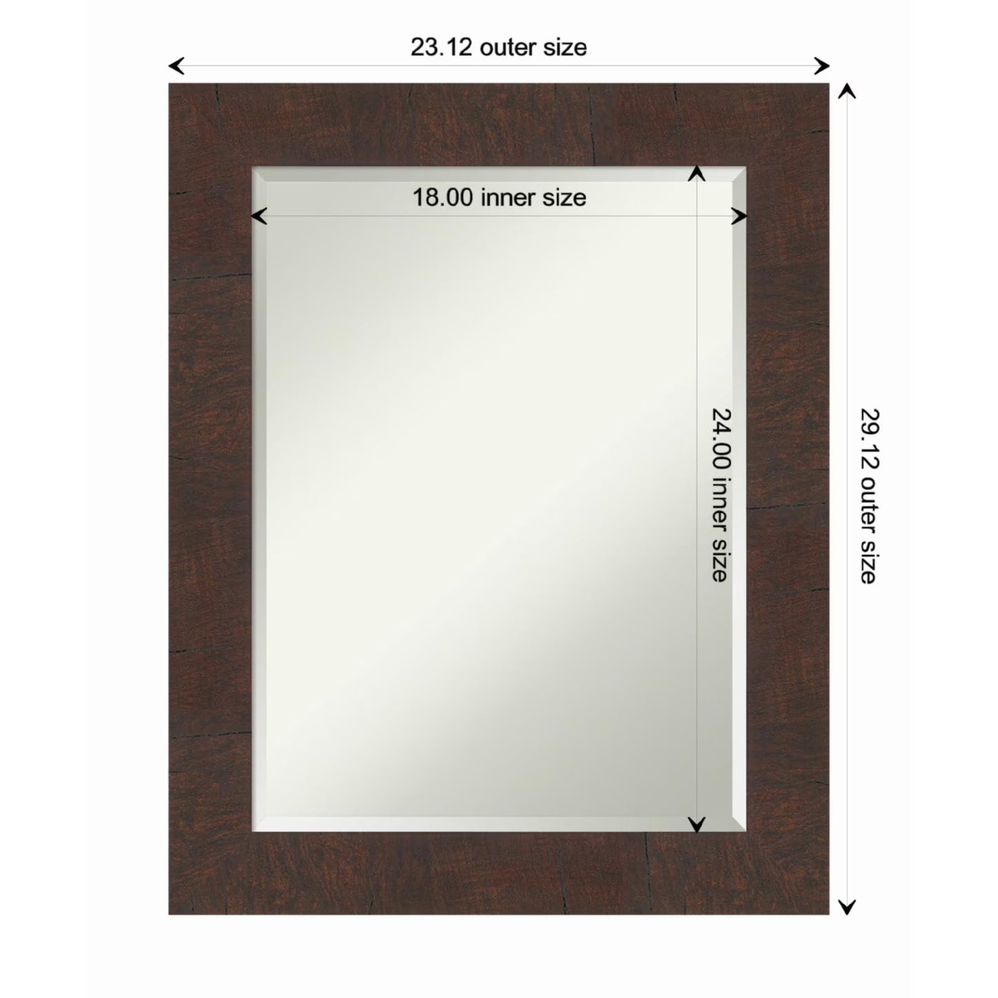 Amanti Art Wildwood Brown Framed Wall Mirror - 21.12 x 25.12 in