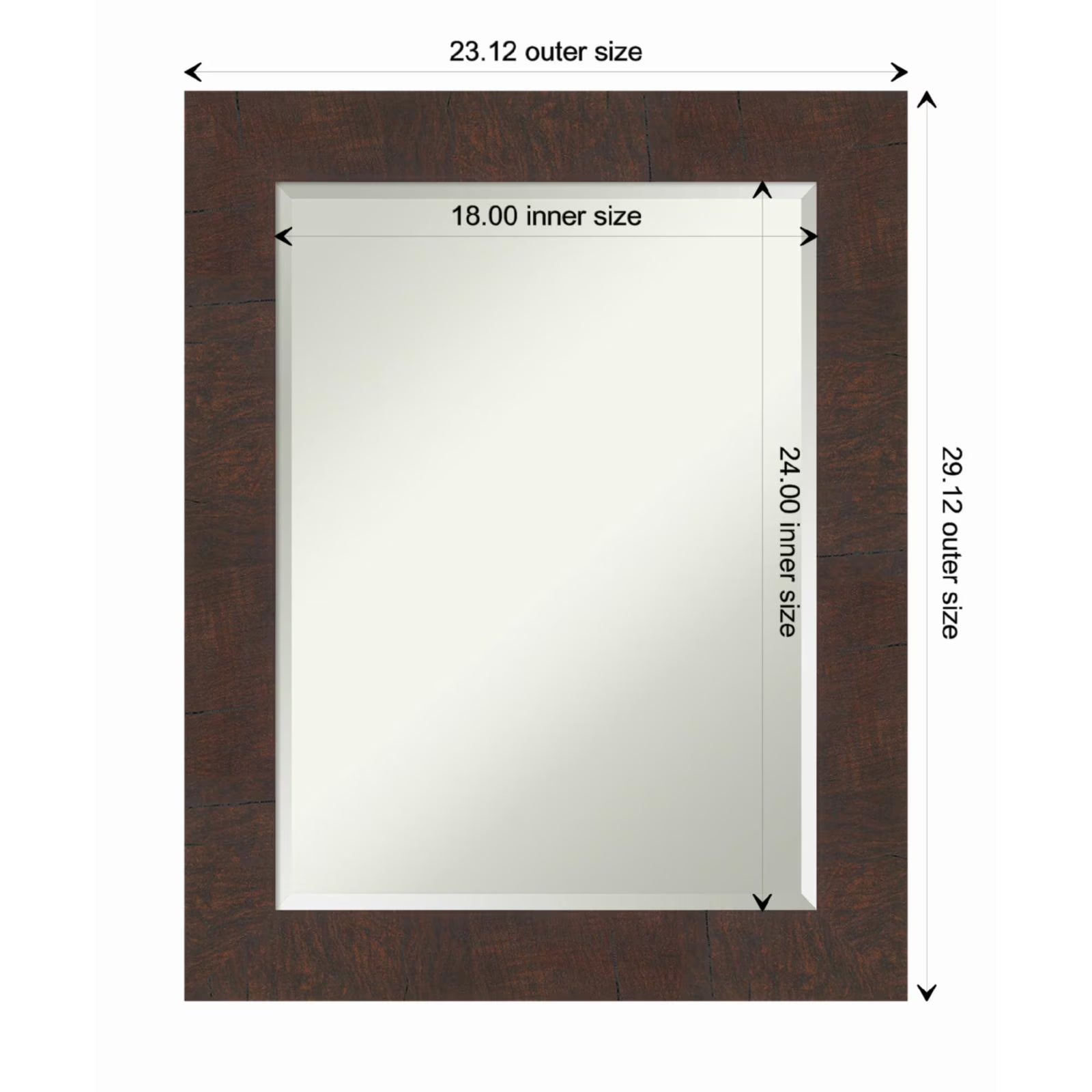 Amanti Art Wildwood Brown Framed Wall Mirror - 21.12 x 25.12 in