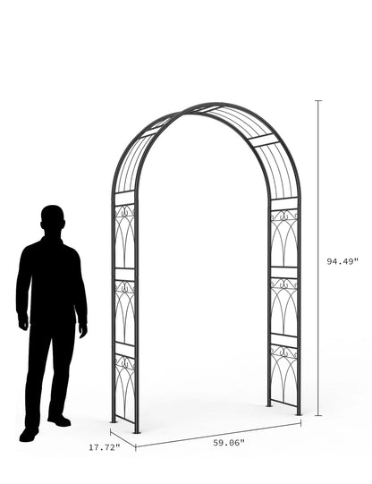Luku 8FT Black Garden Arch, Heavy Duty Metal Garden Arbors with Trellis for Climbing Plants, Flowers & Vines, Rustproof Outdoor Arbor for Weddings, Parties,Decor, Easy to Assemble