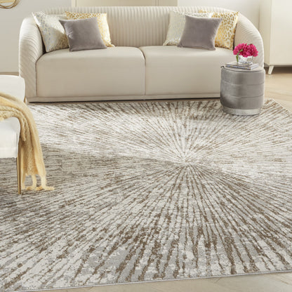 Inspire Me! Home Décor Metallic Abstract Grey Mocha 5'3" x 7'3" Area Rug, (5x7)