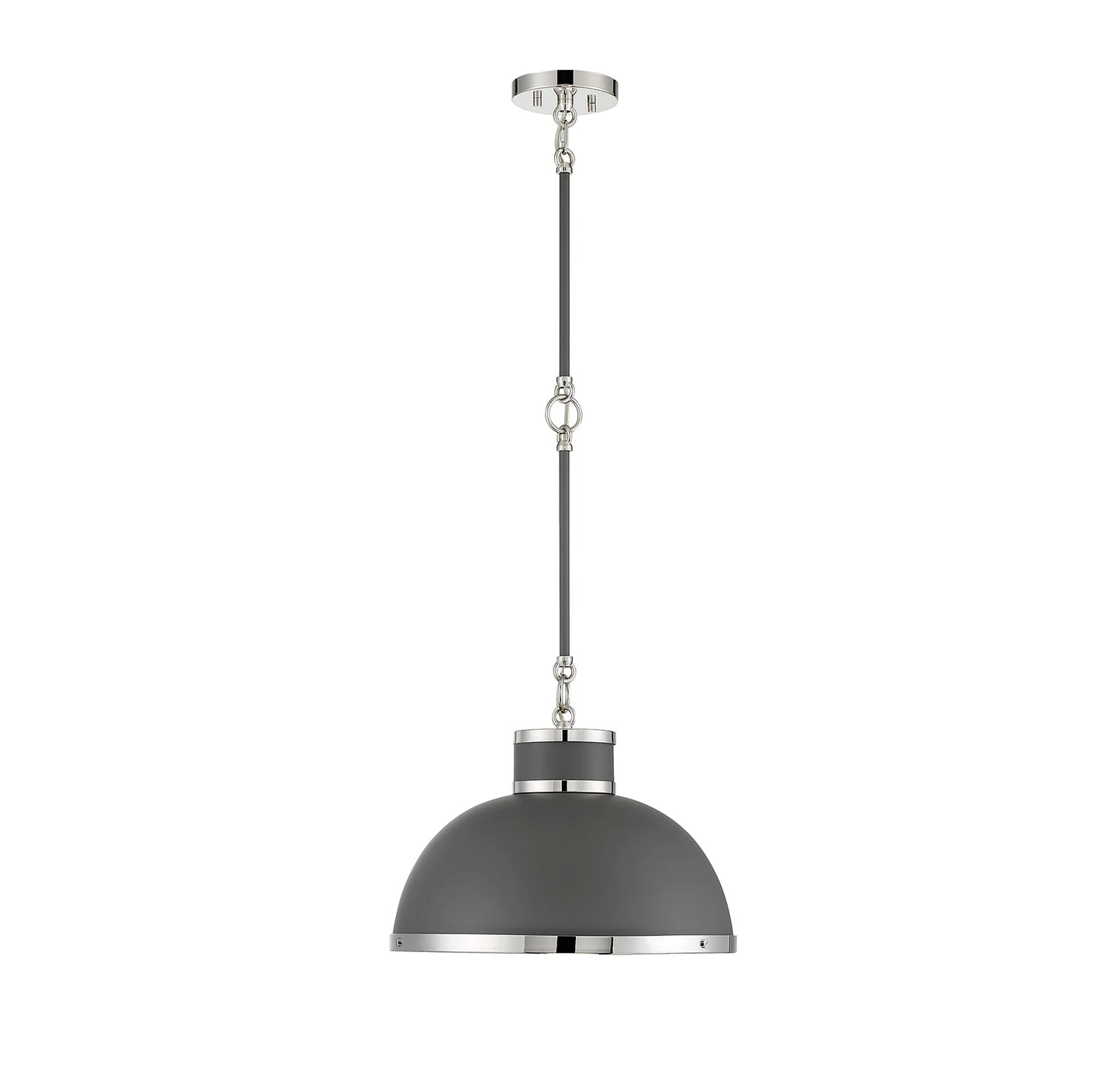 Gray with Polished Nickel Accents One Light Pendant from the Corning Collection