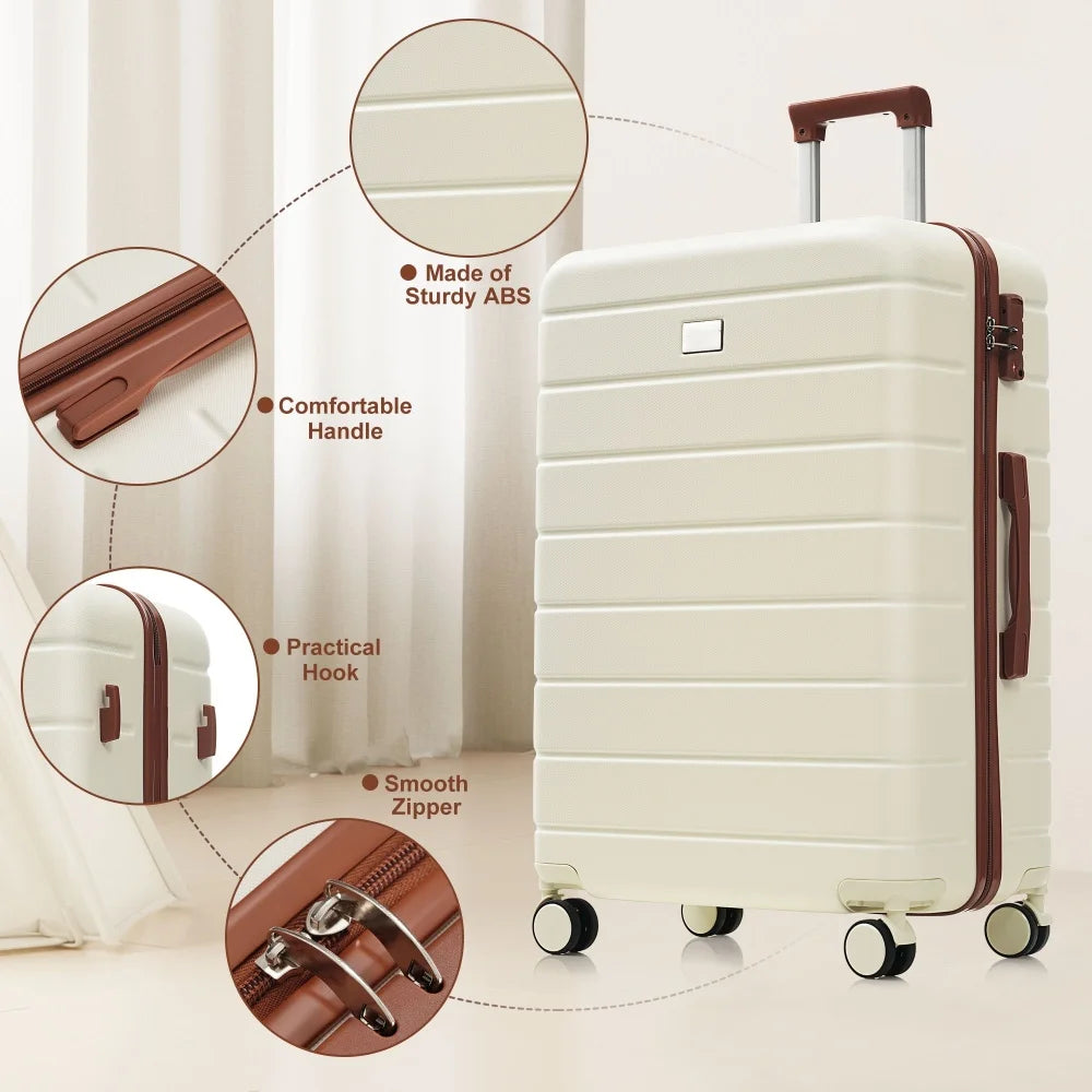 Premium ABS Travel Luggage Set , 3-Piece TSA Lock Suitcase Ensemble with 20, 24, and 28 Inch