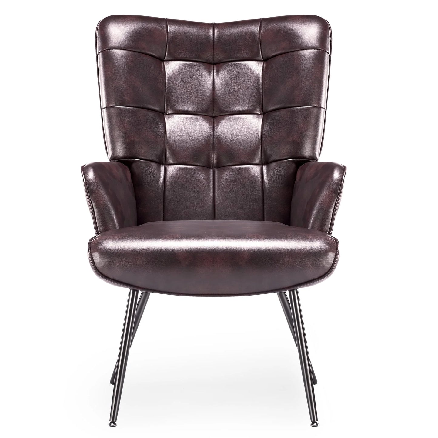 Unikome Livingroom Chair Modern Accent Chair, Faux Leather Wingback Accent Chair PU Leather Accent Chair for Home Office/Living Room/Bedroom, Maroon