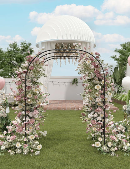 Garvee Garden Arch Trellis for Climbing Plants, Metal Arched Arbor, 3.77*4.92*7.28 Ft, Black