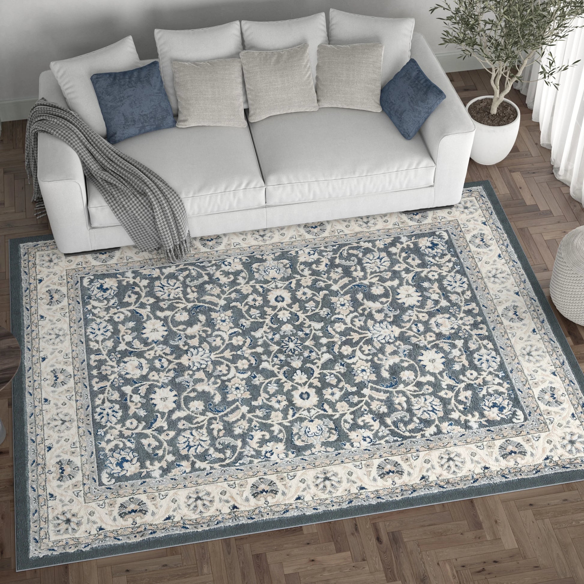 Madison Traditional 8' x 10' Gray Polypropylene Indoor Area Rug