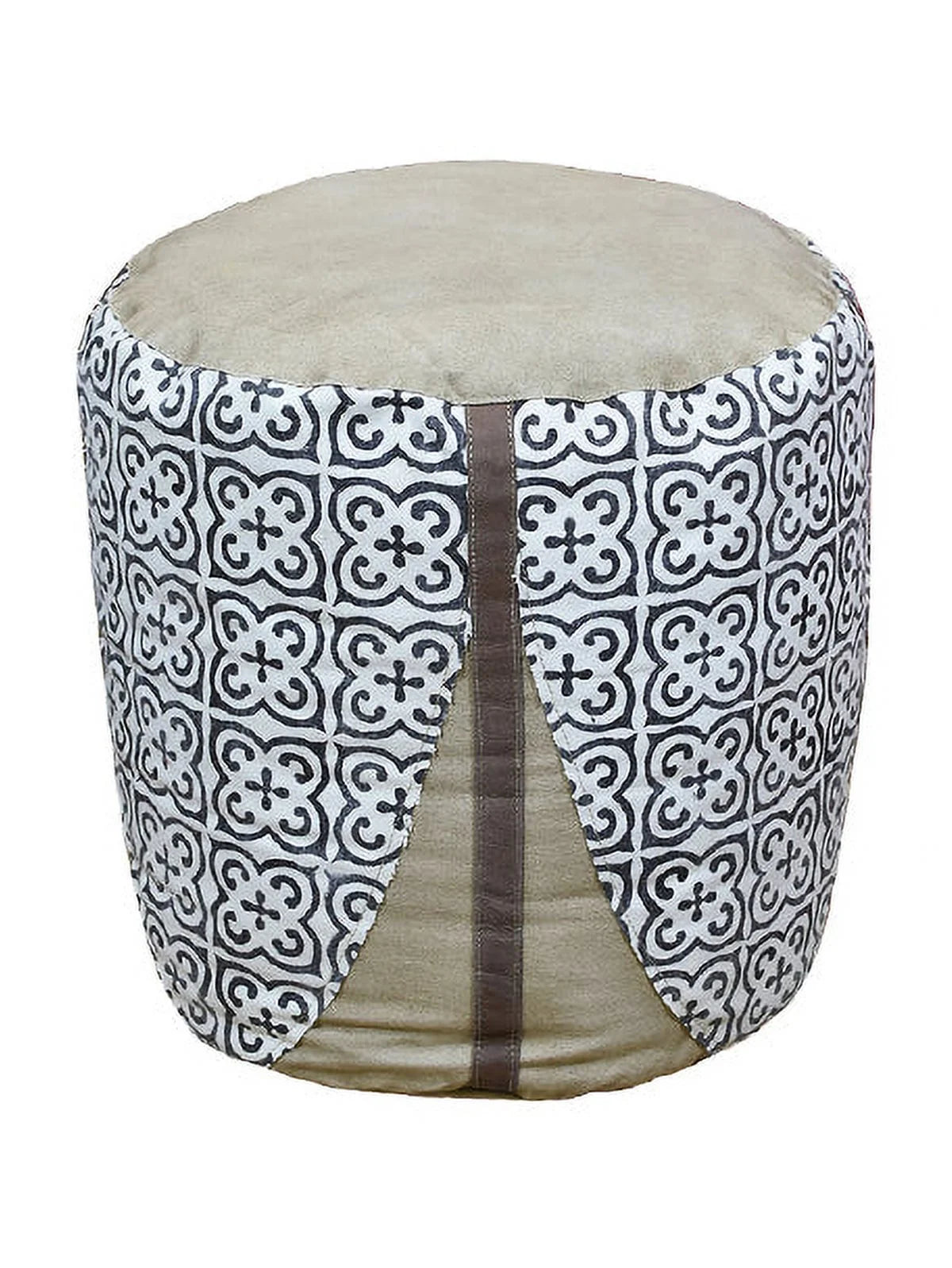 BBH Homes Handmade Solid Black 14x14x14 Inch Goat Leather Pouf For Living Room, Indoor WABBBACPF12SC