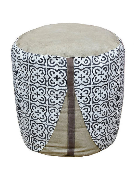 BBH Homes Handmade Solid Black 14x14x14 Inch Goat Leather Pouf For Living Room, Indoor WABBBACPF12SC