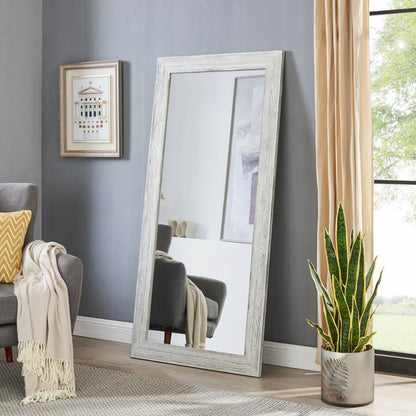 Large Farmhouse Mirror Farmhouse Bathroom Mirror Farmhouse Mirrors for Wall Decor Living Room Rustic Mirrors for Wall Decor Living Room Dressing Room Floor/Wall Mounted - Rustic, Distressed White