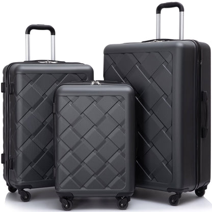 Luggage Sets Hardside 3 Piece, Hardshell Suitcase with Lightweight Durable Spinner Wheels,Black