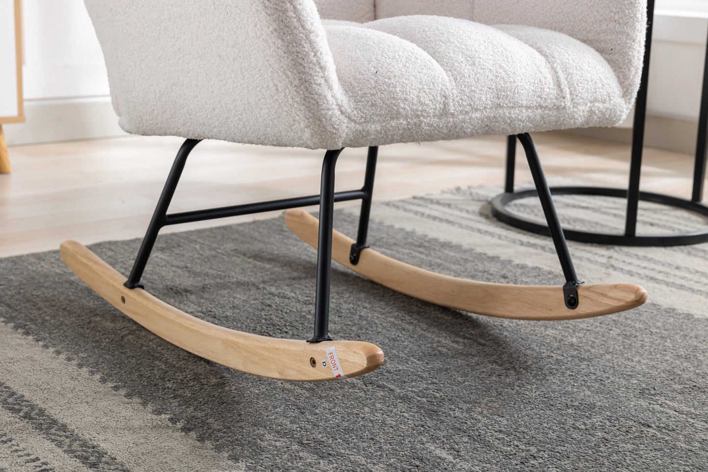 Rocking Chair Nursery,Teddy Upholstered Glider Rocker with High Backrest,Modern Rocking Accent Chairs Glider Recliner for Living Room, Nursery, Bedroom,White