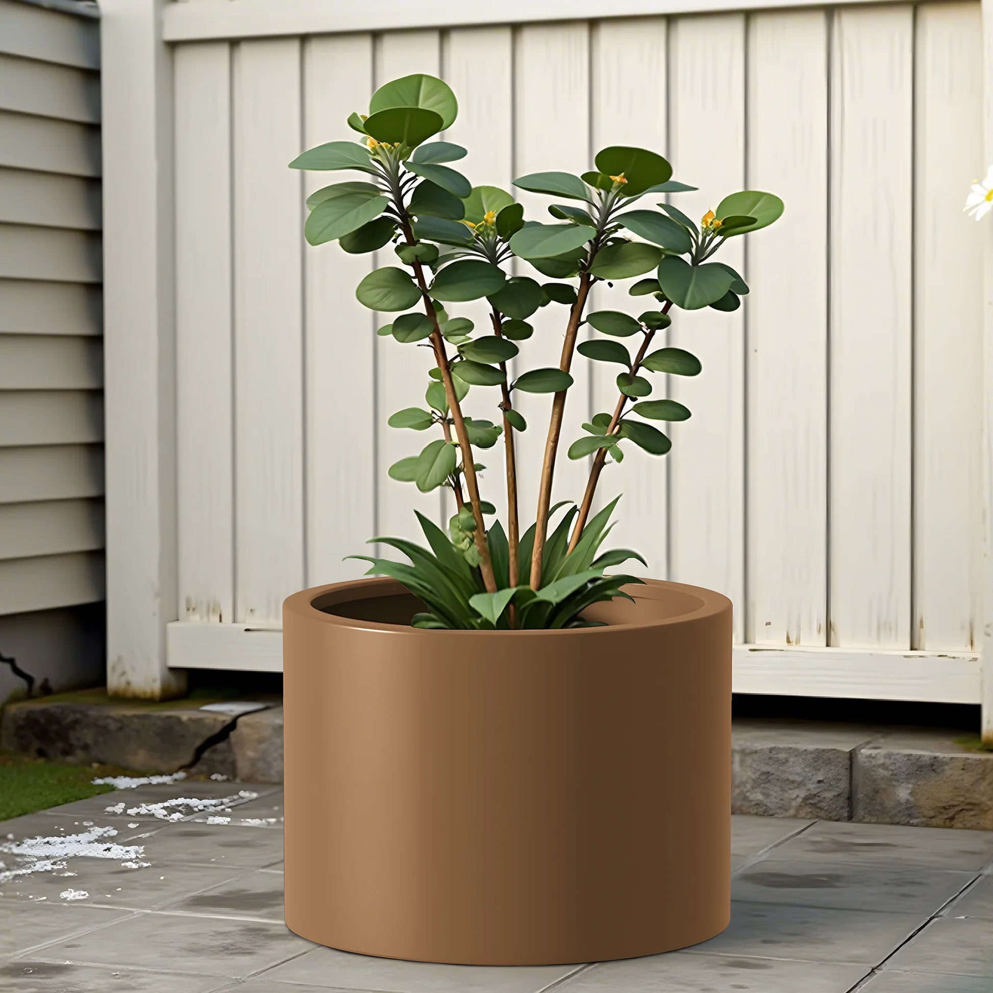 MAYEERTY 16*20"Outdoor Heavy Duty Metal Round Garden Bed,Pre-Rusted Planter Box for Herbs & Flowers, Brown