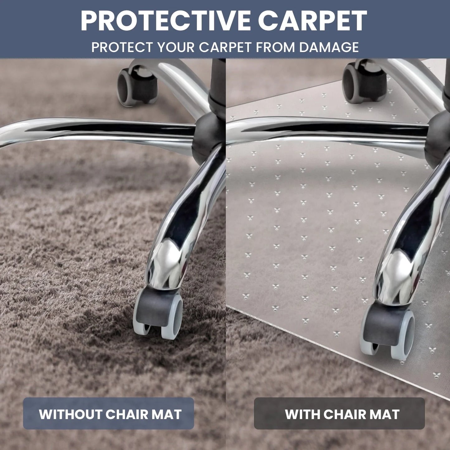 HOMWOO Office Chair Mat for Carpet Floor, Computer Desk Chair Mat for Low/Medium Pile Carpet, 36" x 48" Heavy Duty Polycarbonate Clear Floor Mat with Lip, for Home Office