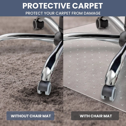 HOMWOO Office Chair Mat for Carpet Floor, Computer Desk Chair Mat for Low/Medium Pile Carpet, 36" x 48" Heavy Duty Polycarbonate Clear Floor Mat with Lip, for Home Office