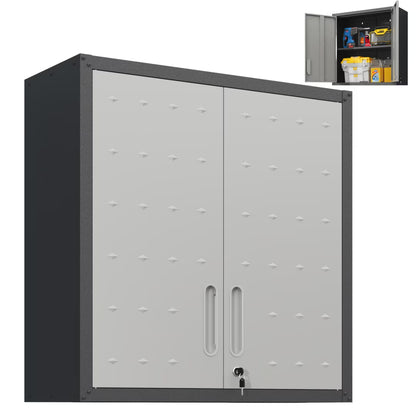 Tcbosik Rolling Storage Cabinet with Storage, Metal Tool Cabinet with Adjustable Shelf and 2 Doors, Lockable Storage Cabinet for Home Office Garage Basement, Black