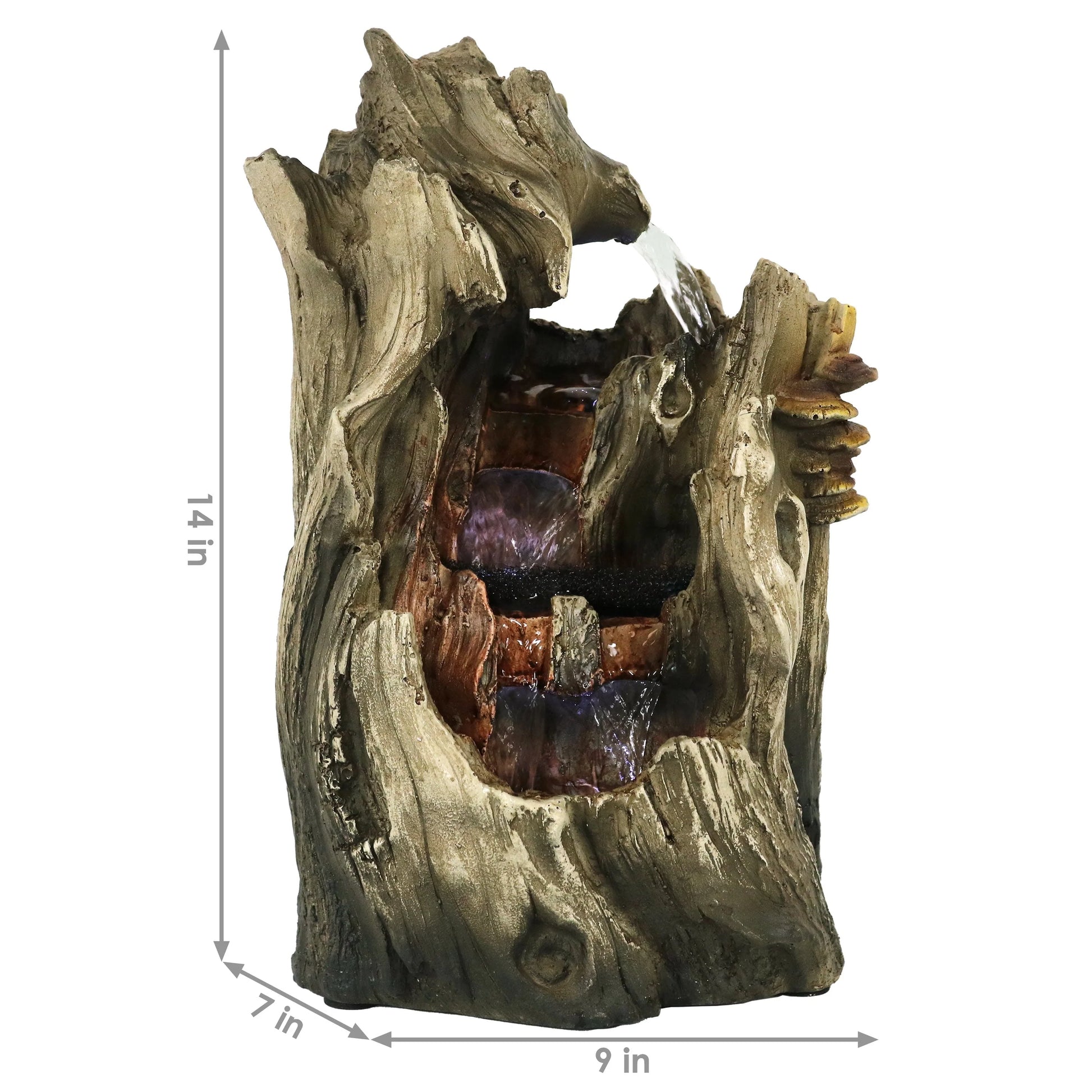 Sunnydaze Indoor Home Decorative Cascading Caves Waterfall Tabletop Water Fountain with LED Lights - 14"