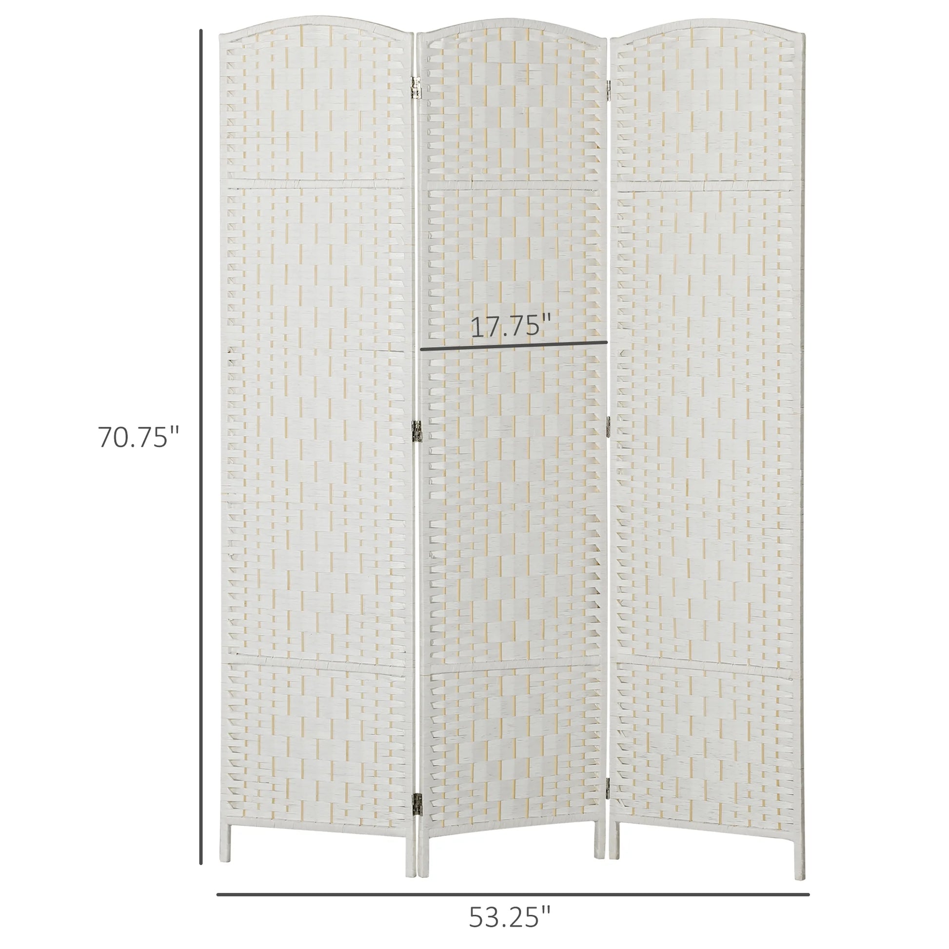 HOMCOM Room Divider, 3 Panel Folding Privacy Screen, 6FT Tall Portable Wicker Weave Partition Wall Divider for Bedroom, Home Office, White