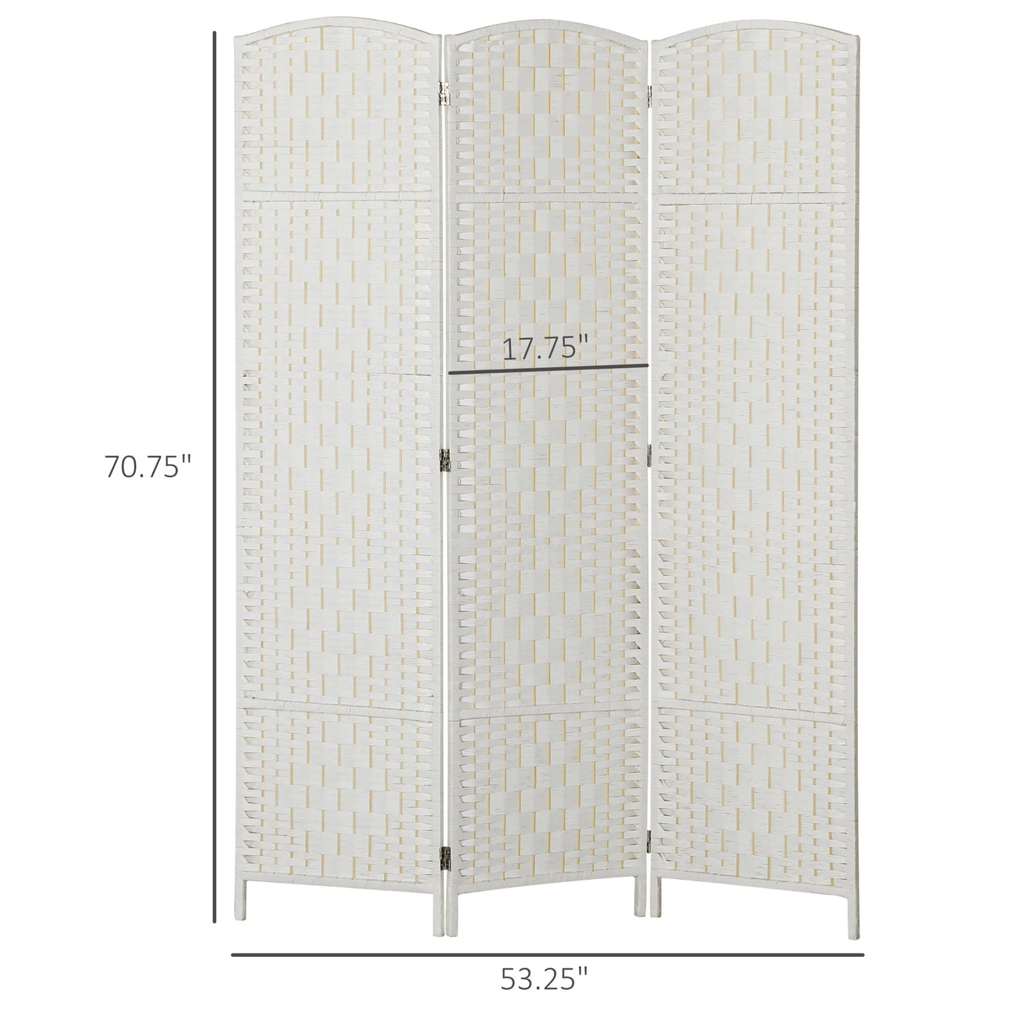 HOMCOM Room Divider, 3 Panel Folding Privacy Screen, 6FT Tall Portable Wicker Weave Partition Wall Divider for Bedroom, Home Office, White