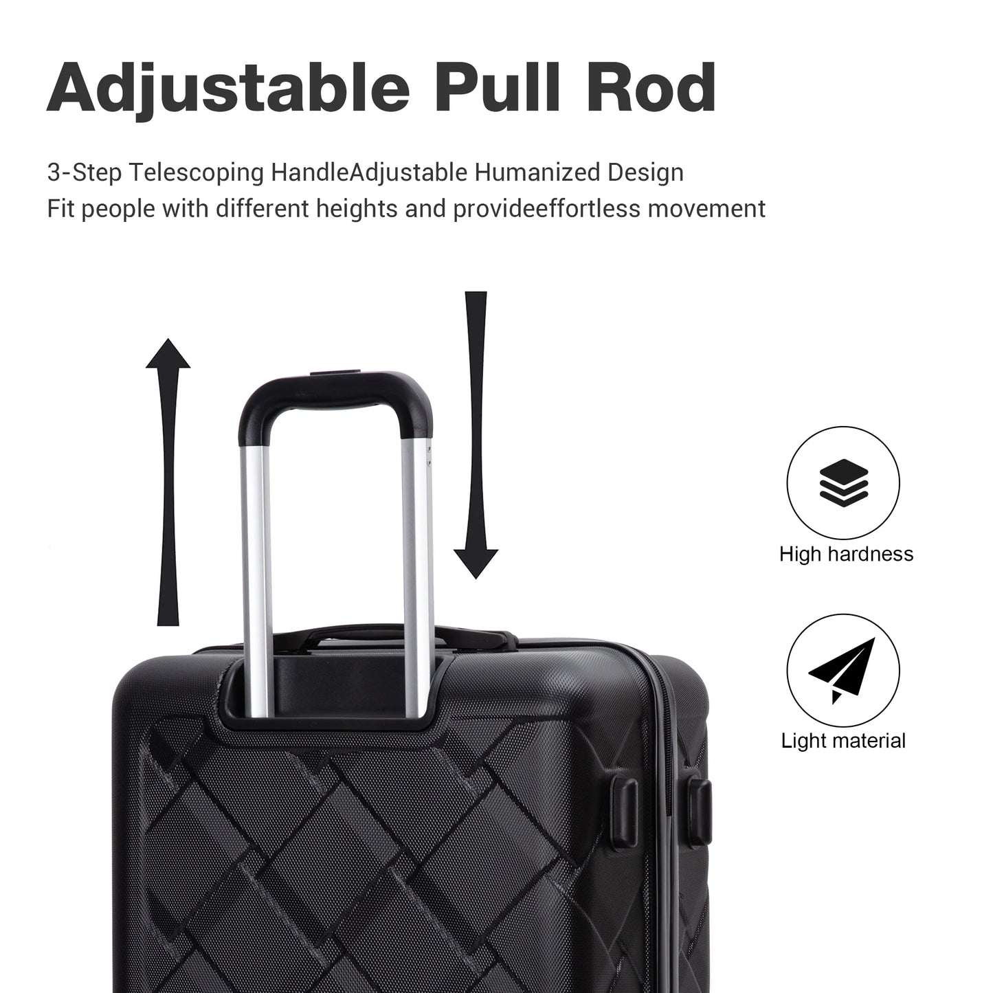Luggage Sets Hardside 3 Piece, Hardshell Suitcase with Lightweight Durable Spinner Wheels,Black