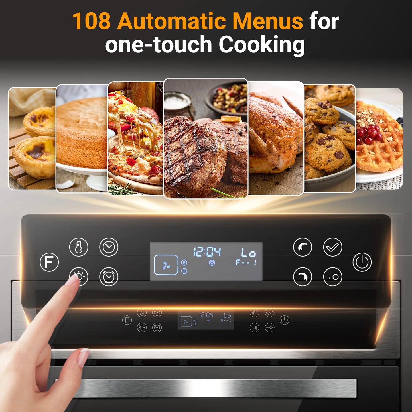 Sunmaki Single Wall Oven 24 Inch Electric Built-in Convection Oven 2.5 Cu.Ft 240V LED Digital Display Touch Control Timer Alarm Clock Child Lock for Kitchen, 2800W