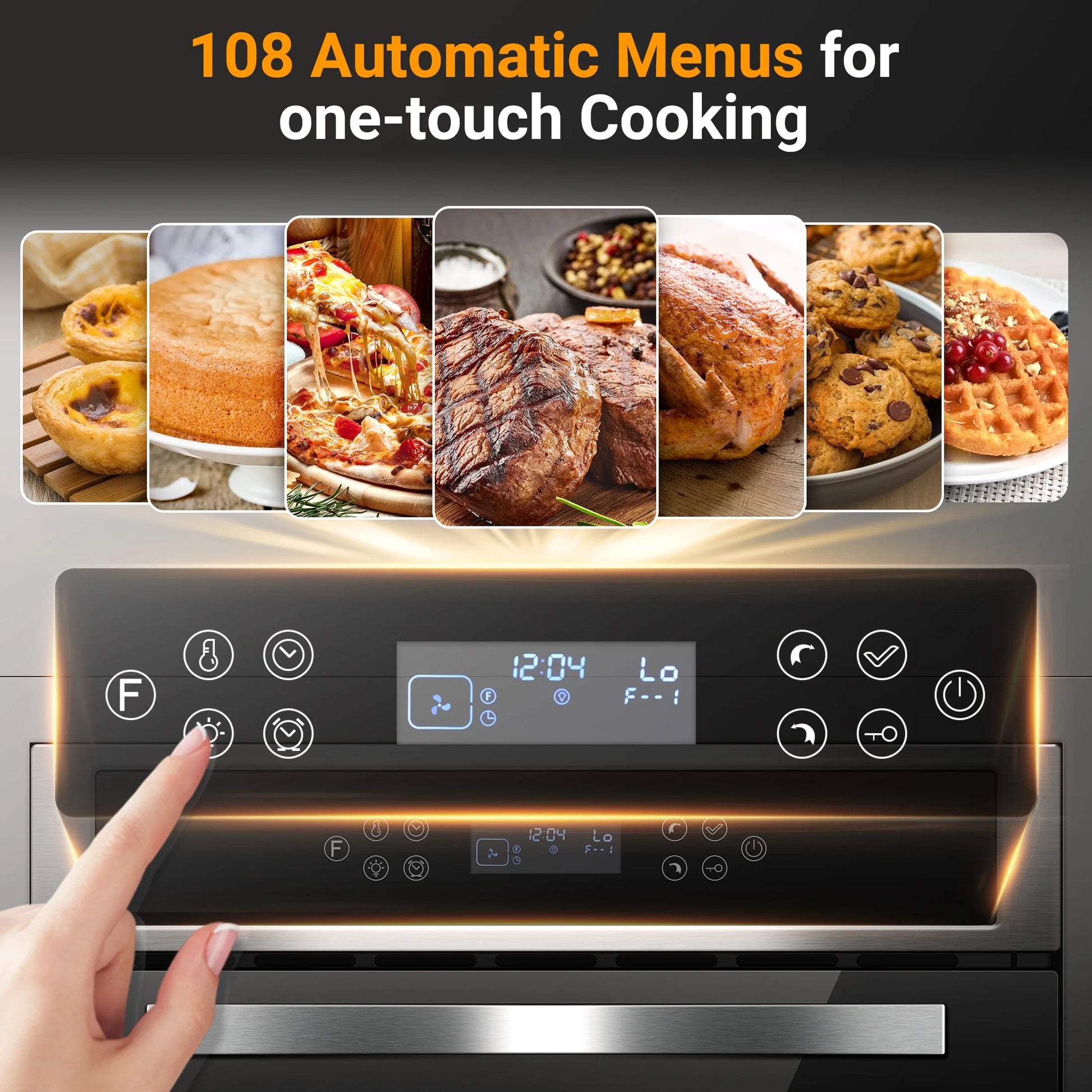 Sunmaki Single Wall Oven 24 Inch Electric Built-in Convection Oven 2.5 Cu.Ft 240V LED Digital Display Touch Control Timer Alarm Clock Child Lock for Kitchen, 2800W