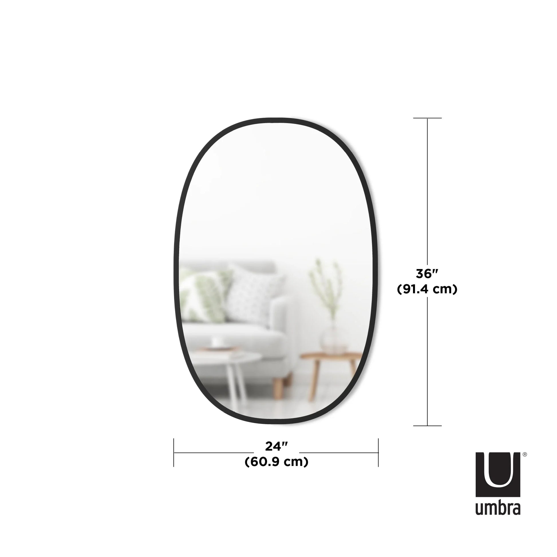 Umbra Hub Oval 24x36" Wall Mirror Black