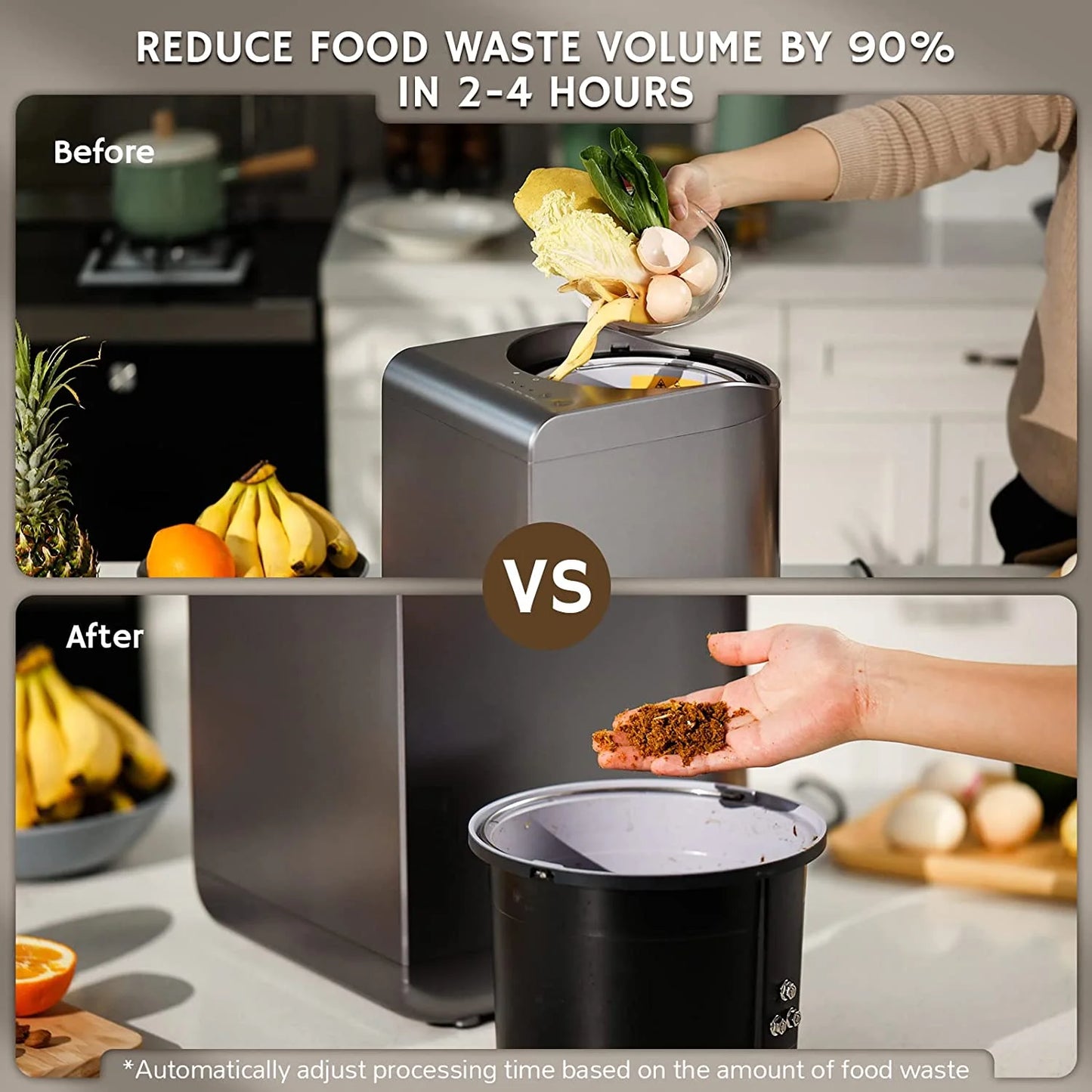 Airthereal Revive Electric Kitchen Composter, 2.5L Capacity with SHARKSDEN Tri-Blade, Turn Food Waste and Scraps into Dry Compost Fertilizer for Plants