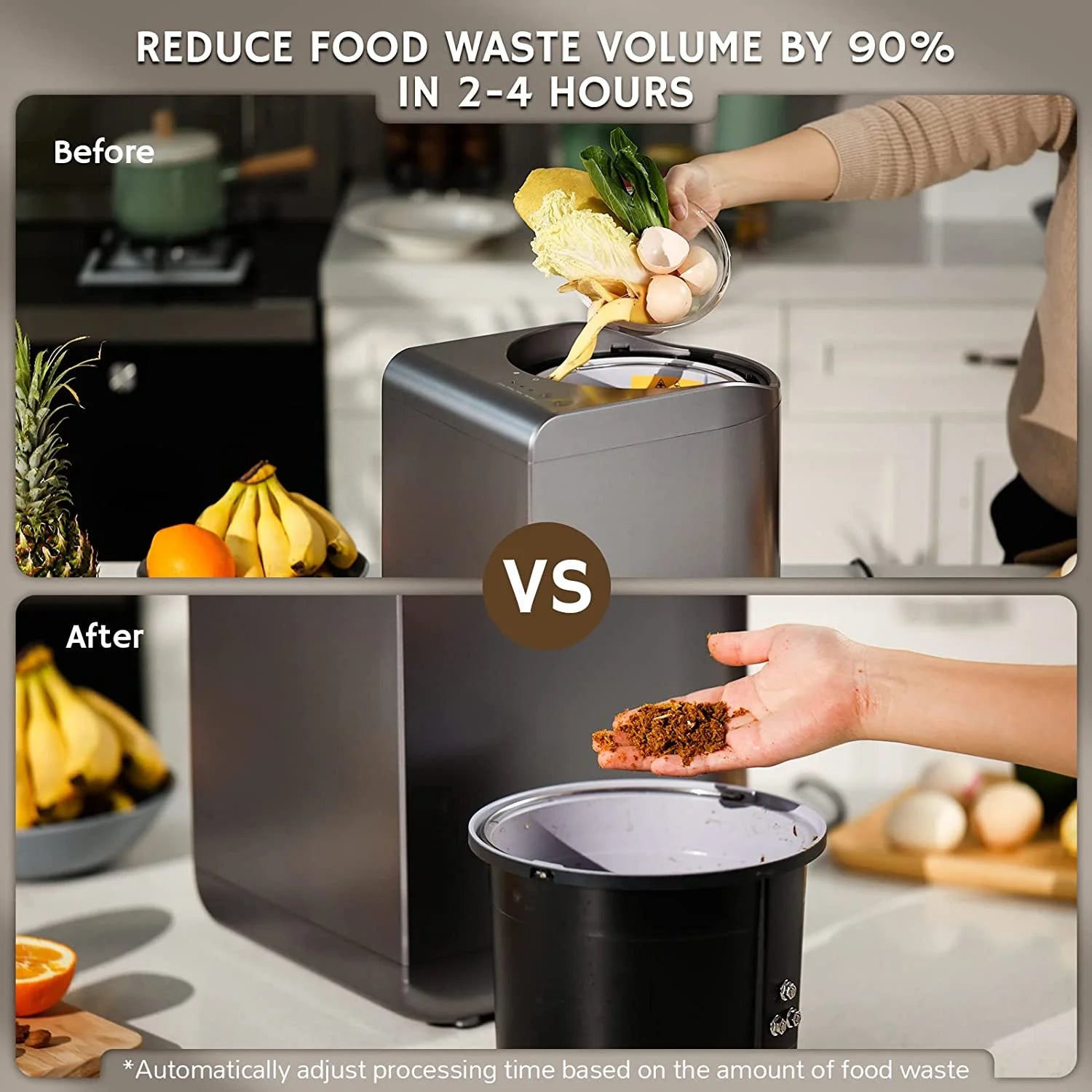 Airthereal Revive Electric Kitchen Composter, 2.5L Capacity with SHARKSDEN Tri-Blade, Turn Food Waste and Scraps into Dry Compost Fertilizer for Plants