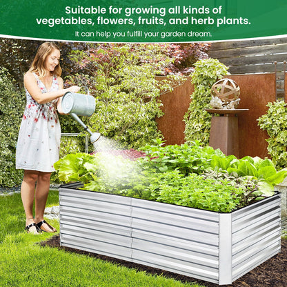 Homdox 6*3*2FT Galvanized Raised Garden Bed, Outdoor Thickened Raised Garden Planter Box for Vegetable Flower Fruit Herb, Rectangular Metal Garden Raised Box for Garden Yard, Black
