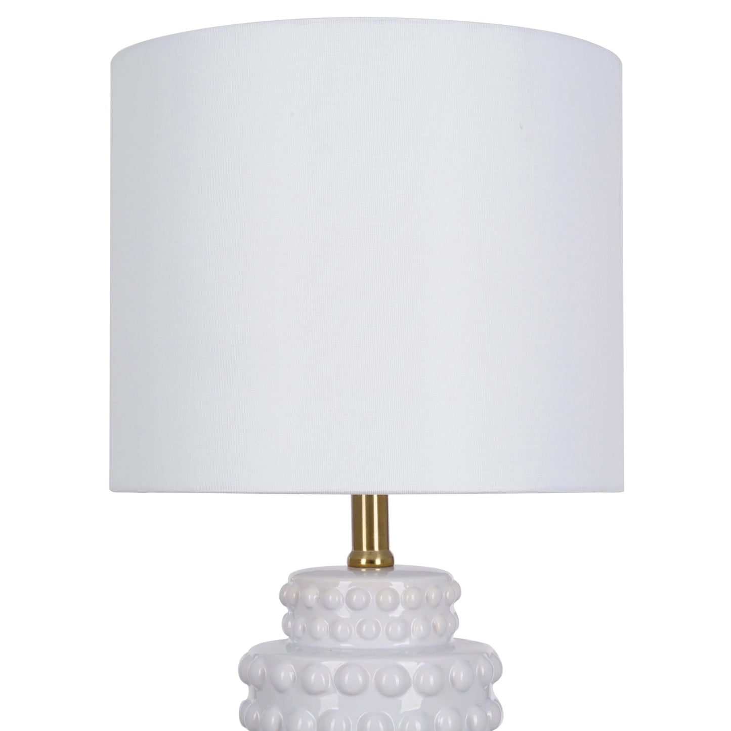 My Texas House 21" Hob-Nail Ceramic Table Lamp, Brass Accents, White Finish