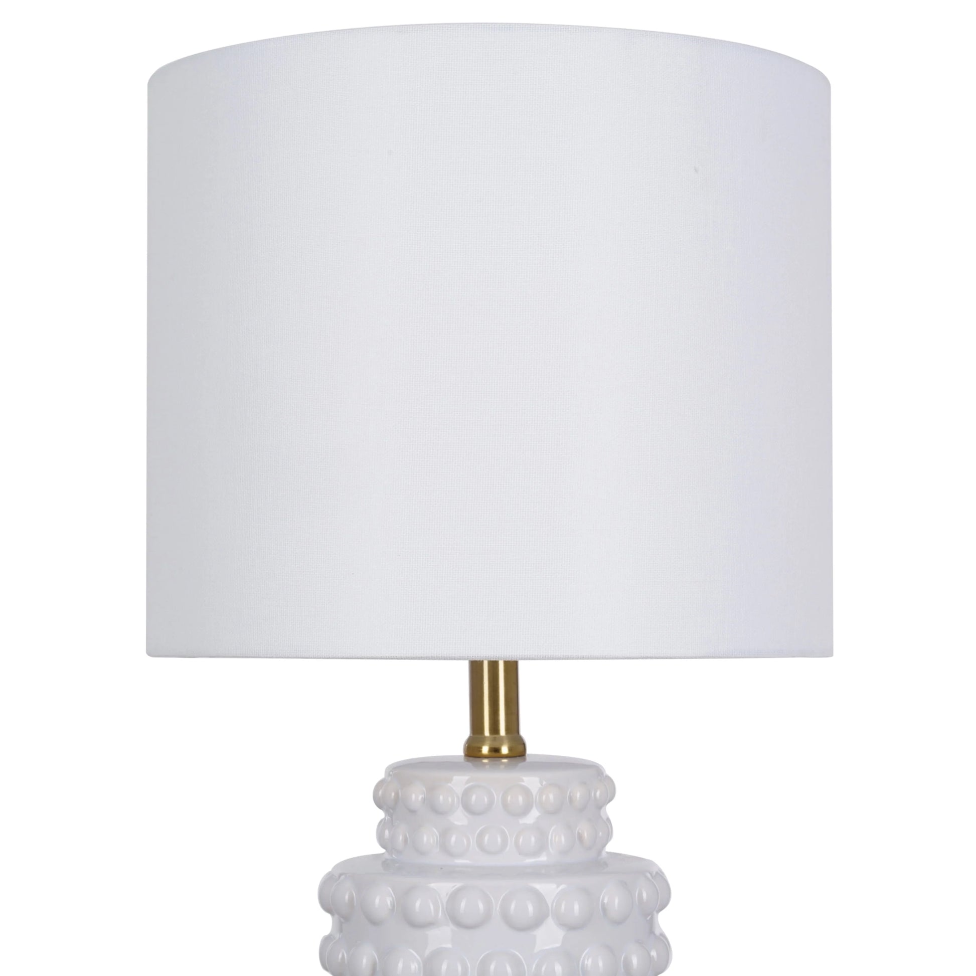 My Texas House 21" Hob-Nail Ceramic Table Lamp, Brass Accents, White Finish