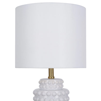 My Texas House 21" Hob-Nail Ceramic Table Lamp, Brass Accents, White Finish