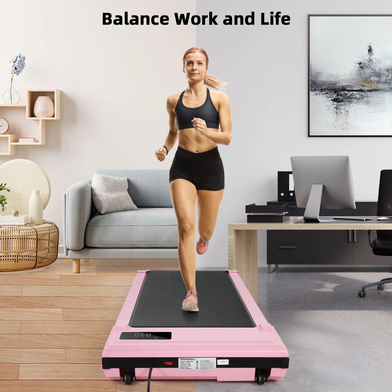 Walking Pad Treadmill, 2.5HP Under Desk Treadmill with Remote Control and LED Display, Portable Walking Treadmill for Home Office, Walking Jogging Machine with 300 lbs Weight Capacity
