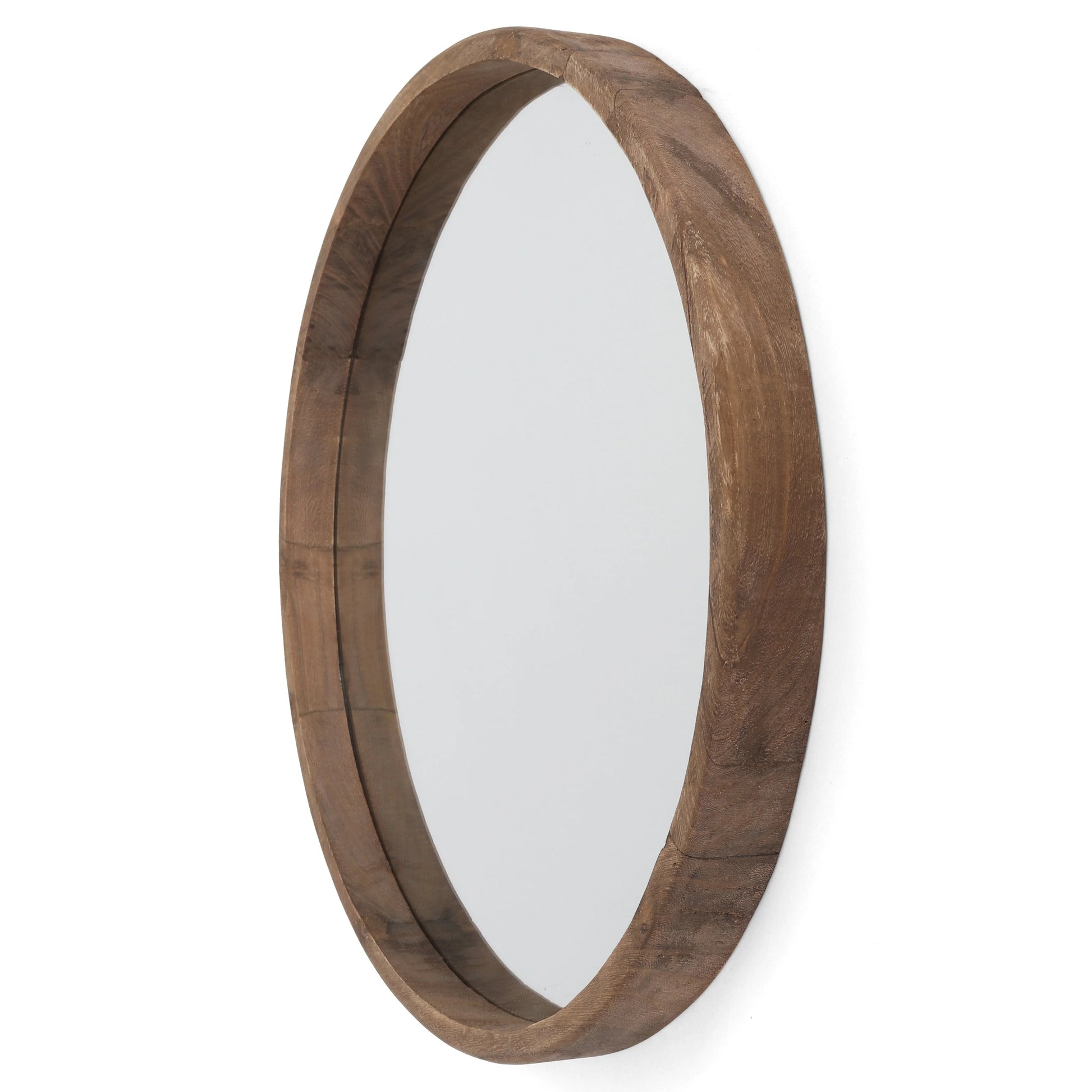 Midwood Round Decorative Wood Frame Wall Mirror Large - Brown