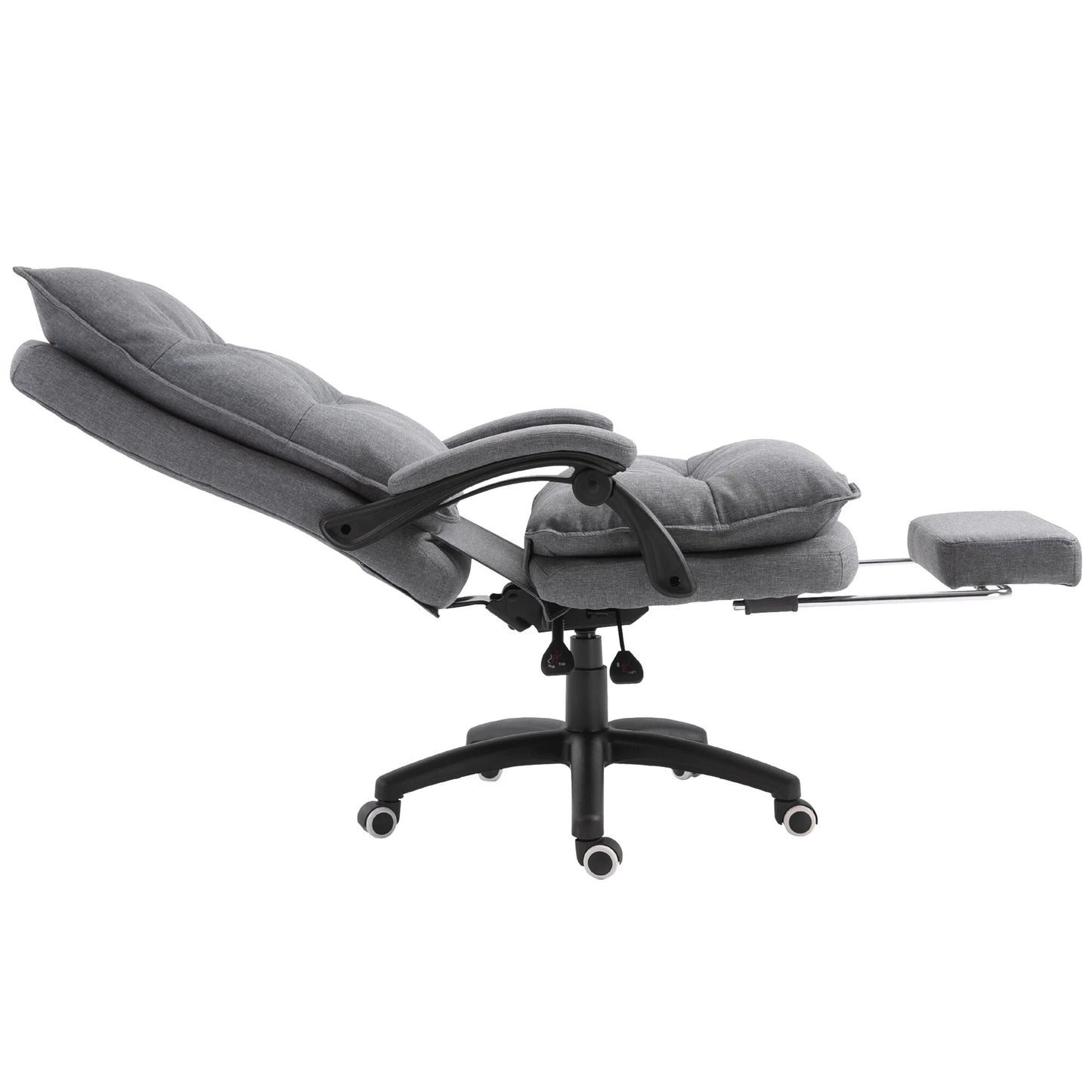 Office Chair Vinsetto 360° Swivel Executive Home Office Chair Adjustable Height Linen Style Fabric Recliner with Retractable Footrest and Double Padding, Grey,Ergonomic Office Chair